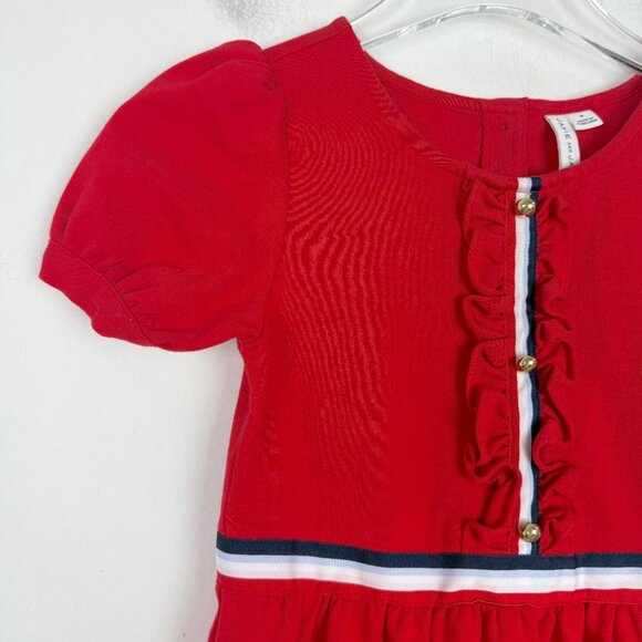 Janie and Jack Puff Sleeve Ruffle Ponte Dress Red Girl's Size 8 EUC - Picture 2 of 11